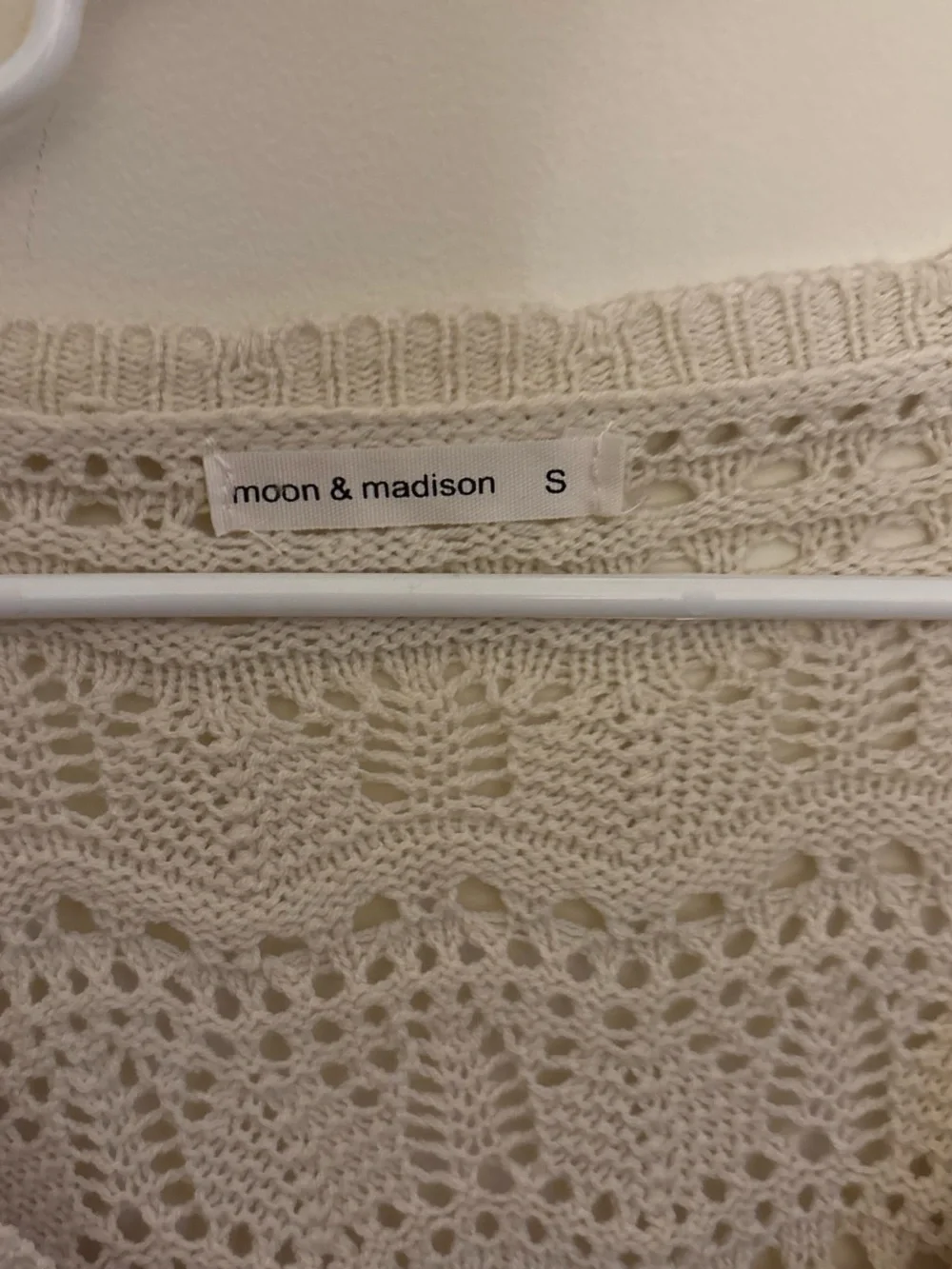 moon & madison Cream Open-Knit Tie-Front Cardigan
